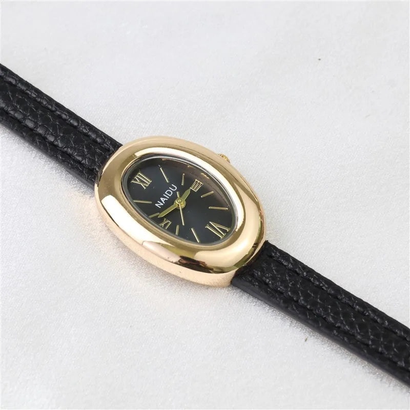 Montre Ovale Élégante pour Femme – Bracelet Acier Inoxydable ou Cuir