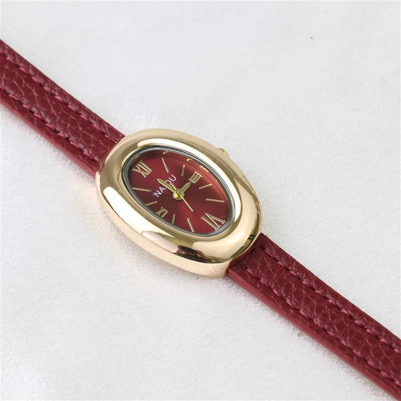 Montre Ovale Élégante pour Femme – Bracelet Acier Inoxydable ou Cuir
