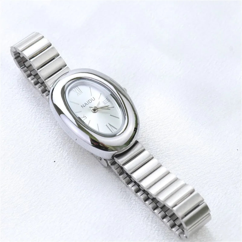 Montre Ovale Élégante pour Femme – Bracelet Acier Inoxydable ou Cuir