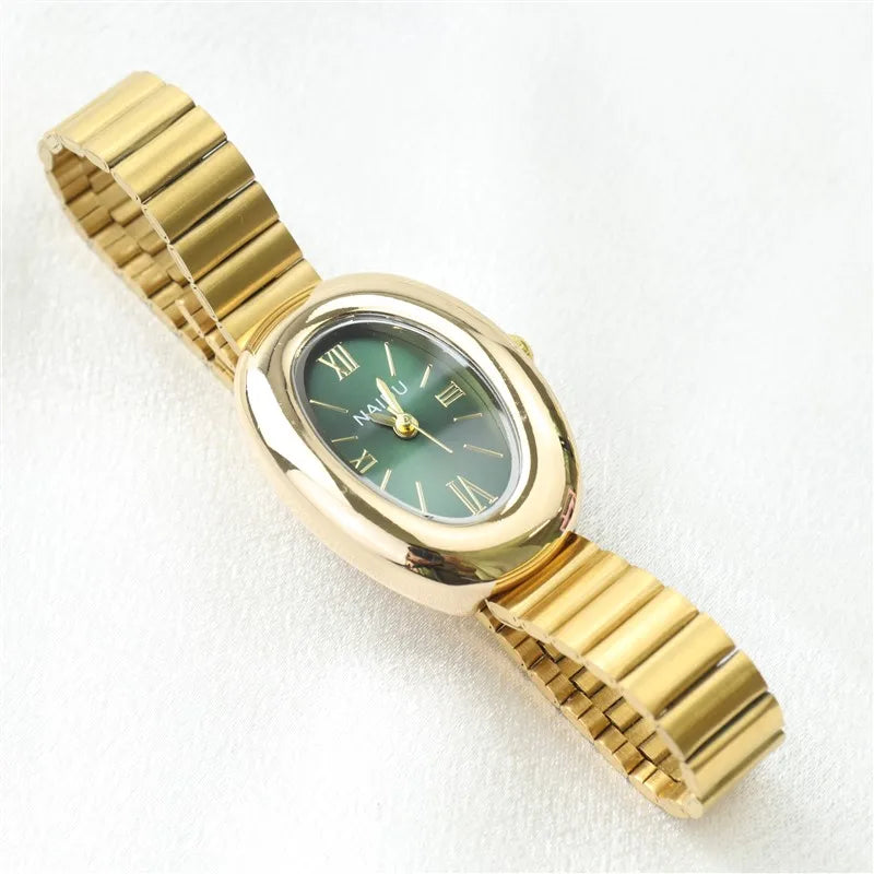 Montre Ovale Élégante pour Femme – Bracelet Acier Inoxydable ou Cuir