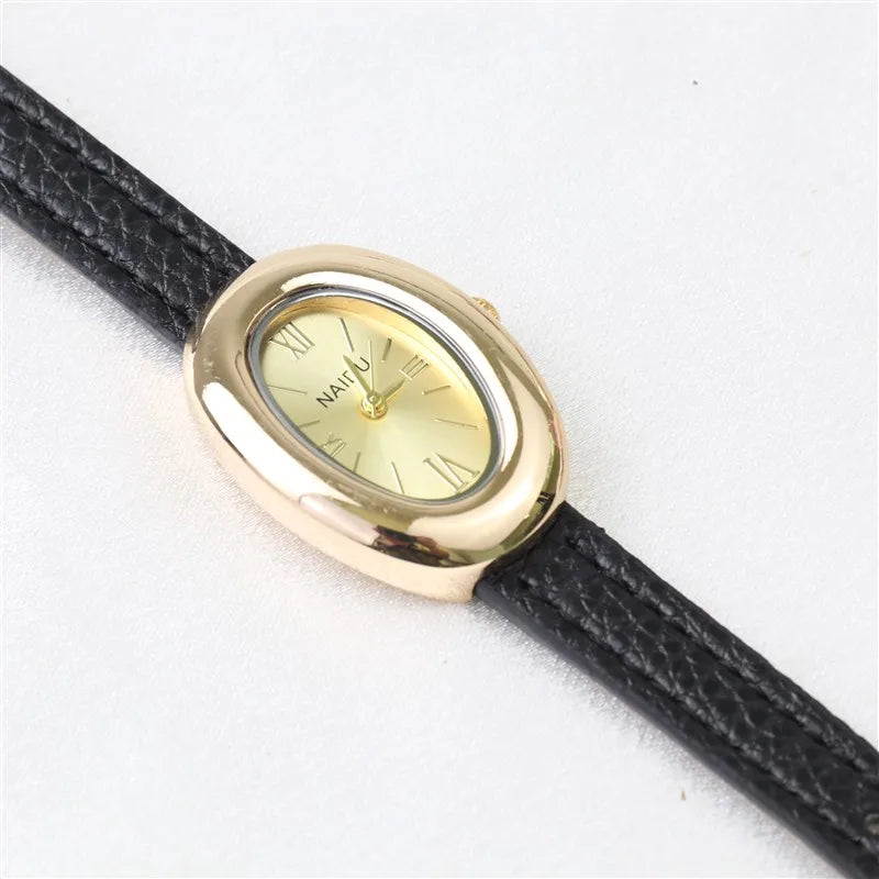 Montre Ovale Élégante pour Femme – Bracelet Acier Inoxydable ou Cuir
