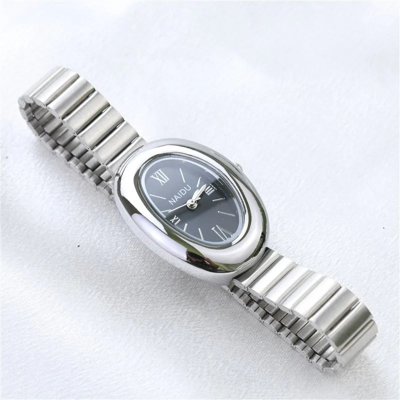 Montre Ovale Élégante pour Femme – Bracelet Acier Inoxydable ou Cuir