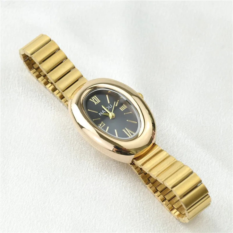 Montre Ovale Élégante pour Femme – Bracelet Acier Inoxydable ou Cuir