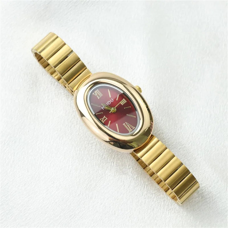 Montre Ovale Élégante pour Femme – Bracelet Acier Inoxydable ou Cuir