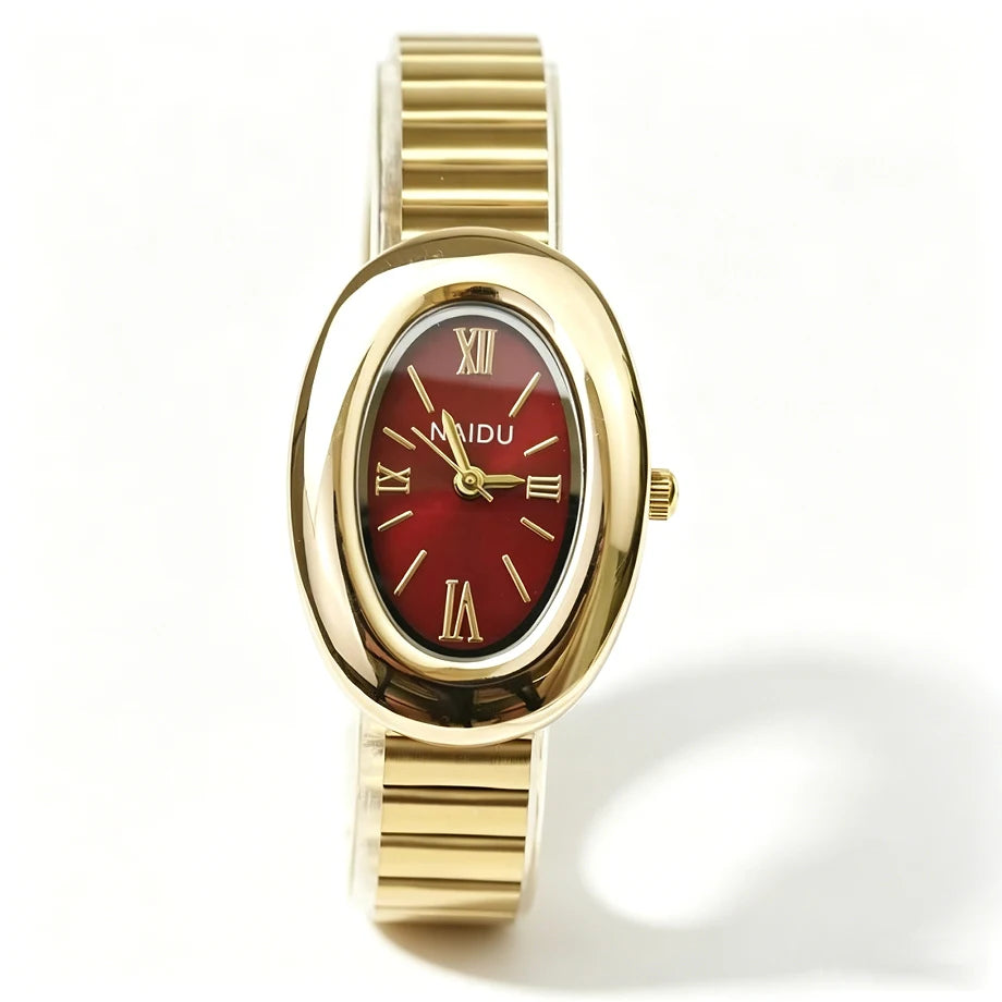 Montre Ovale Élégante pour Femme – Bracelet Acier Inoxydable ou Cuir