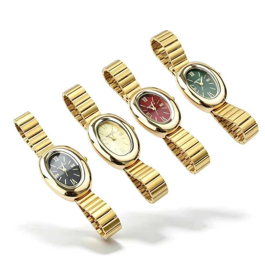 Montre Ovale Élégante pour Femme – Bracelet Acier Inoxydable ou Cuir
