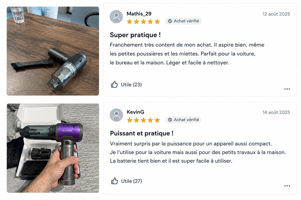 Avis clients sur les aspirateurs GlowUp